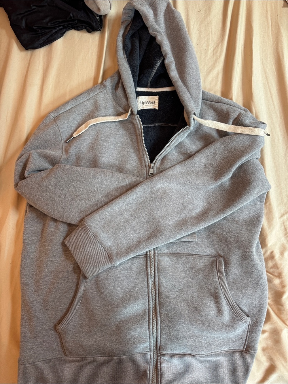 UpWest Men's Light Gray Full-Zip Hooded Lined Full-Zip Sweatshirt Hoodie